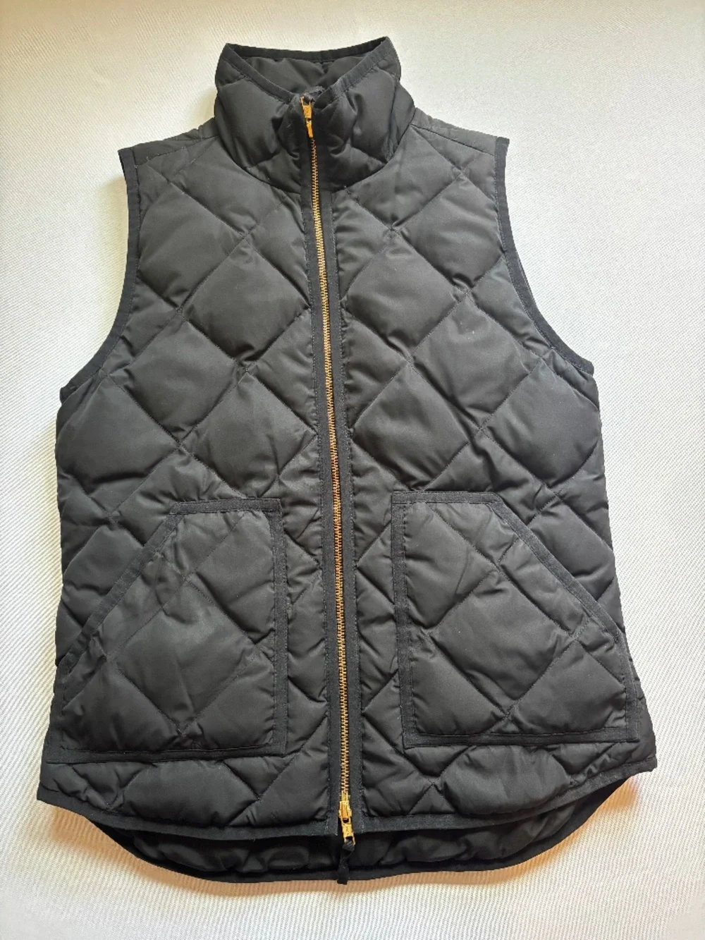 Classic Quilted Puffer Vest Black Full Zip Pockets XS J.Crew